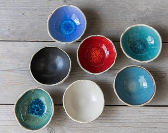 SET OF 4 Handmade ceramics bowls  Snack bowls Colourful tableware Organic design Tapas bowls