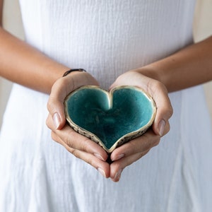 Red heart bowl Unique red ceramics Handmade pottery Valentine's Day gift Romantic gift Speckled Turquoise