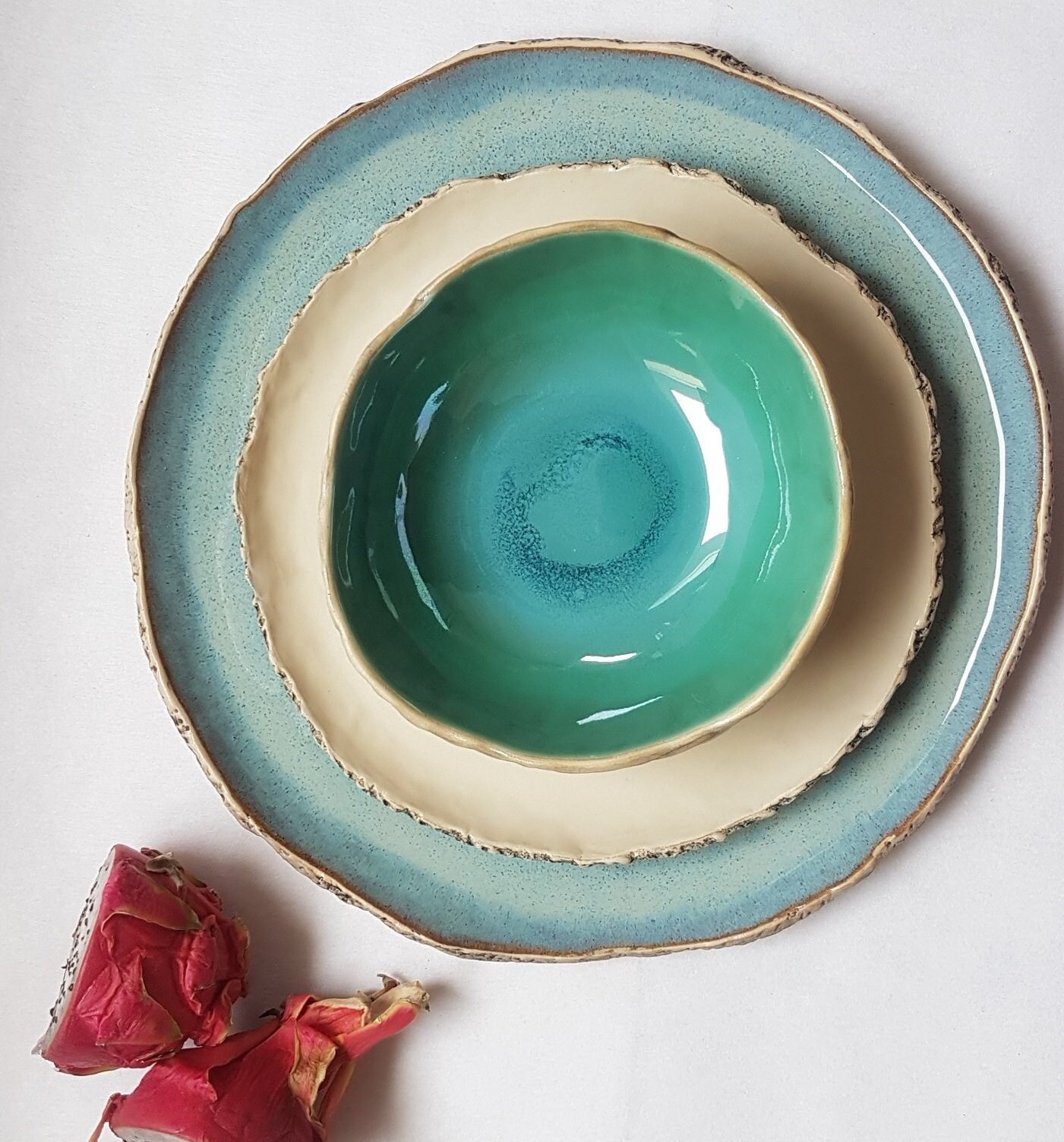 Organic dinnerware set Colourful ceramics Dinner set Pottery Etsy