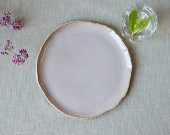 Assiette latérale taupe Assiette à lunch en céramique Fait main en grès Steingut geschirr Vaisselle unique