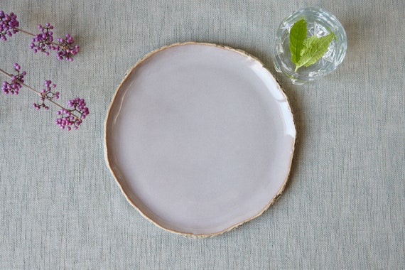 Taupe Side-plate Ceramic lunch plate Handmade Stoneware Steingut geschirr Unique tableware