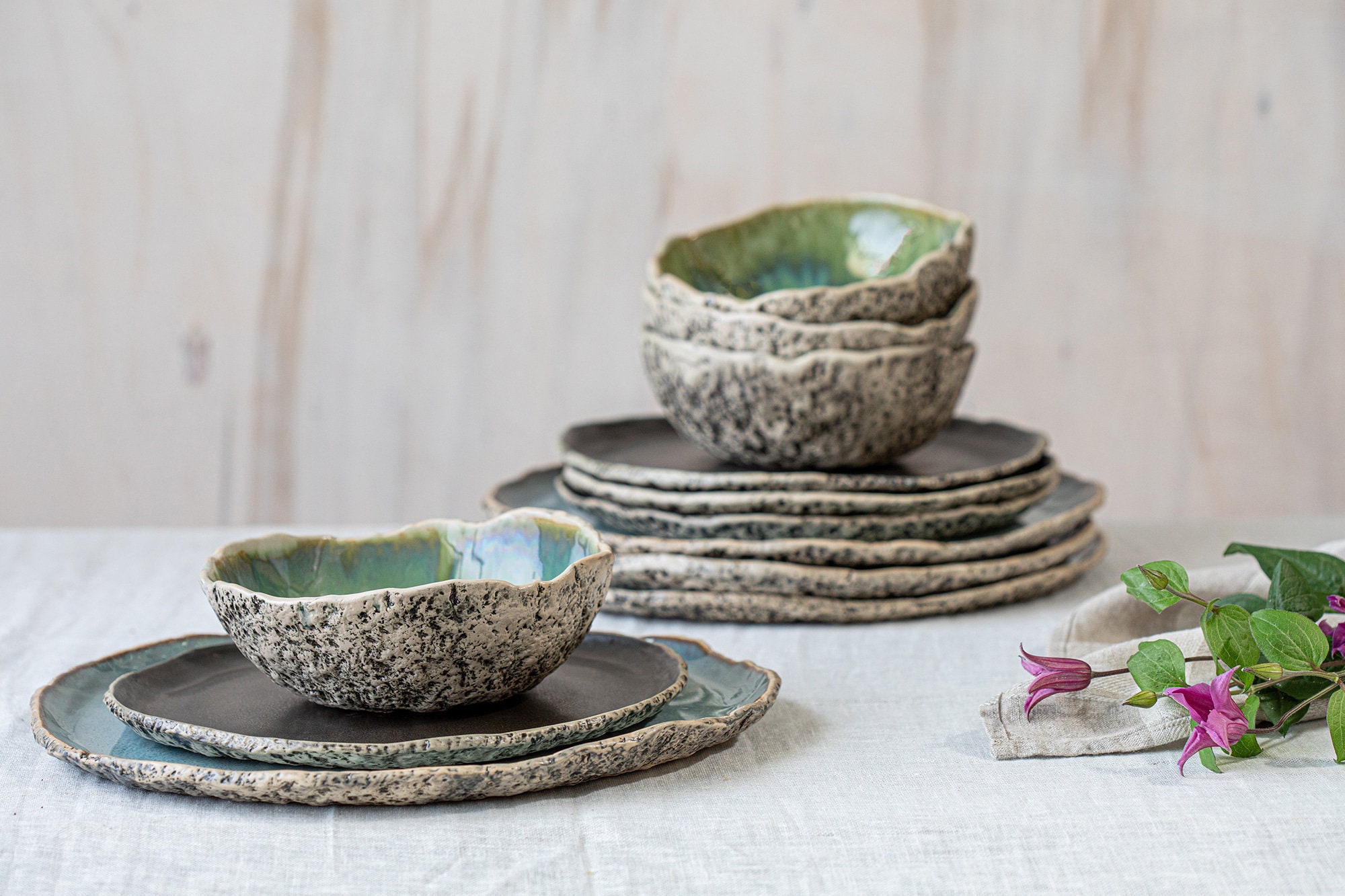 6 Person Handmade Organic Dinnerware Large Ceramics Dinner Set Etsy UK