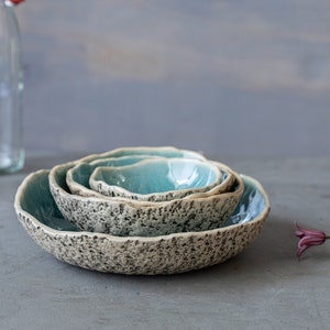 SET of four nesting bowls Unique handmade ceramic bowls with Organic look and feeling image 5