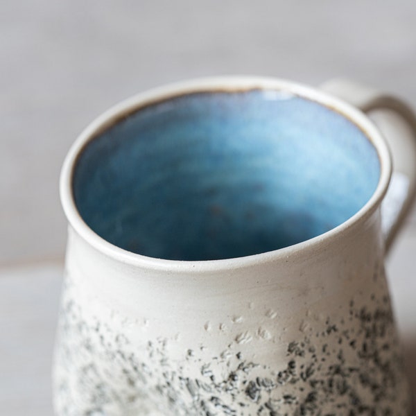 Handmade mug | Large coffee mug | Handmade tea cup | Cappuccino cup | Stoneware mug | Blue mug | Pottery ceramics | Birthday Gift