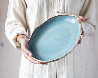 Handmade ceramic serving platter Organic pottery handmade with love in three glaze options