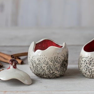 Sugar bowl & creamer jug Handmade ceramic sugar and milk set Unique gift! Red pottery Studio pottery Dishwasher safe Playful Red