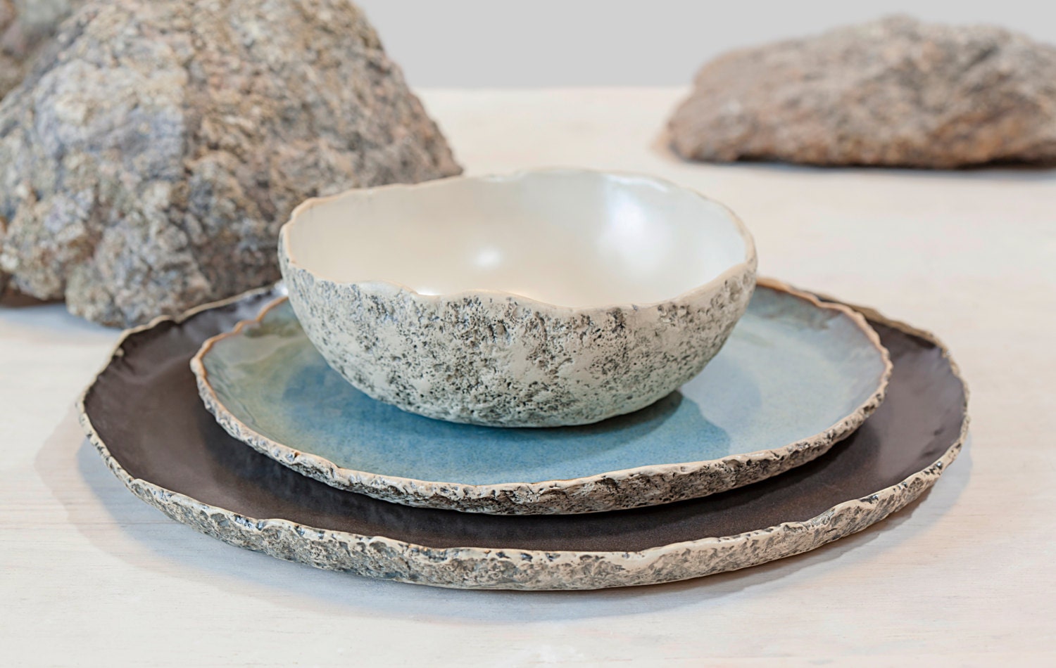 Handmade Organic Dinnerware Setting Oneperson Ceramic Etsy