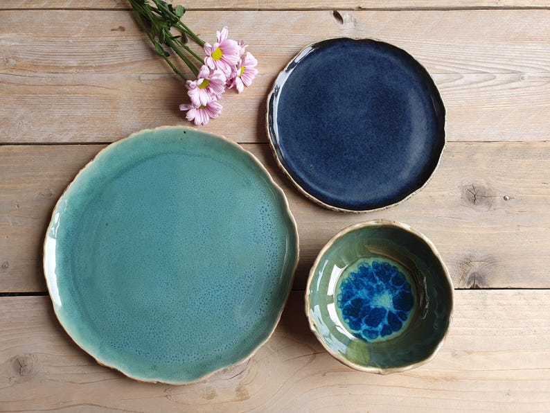 SALE Handmade Ceramic Dinner Set Pottery Dinnerware Set midnight