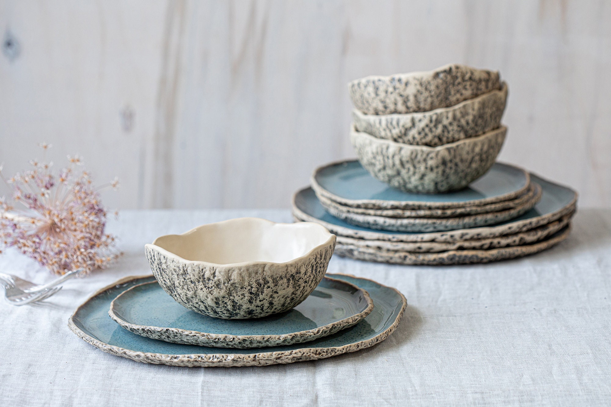 6 Person Handmade Organic Dinnerware Large Ceramics Dinner Set Etsy UK