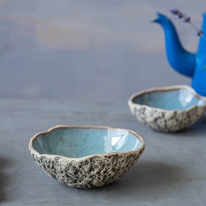Set of 2 ceramic bowls Dessert bowl Ice cream bowls Organic stoneware Handmade ceramics Handmade with love image 6