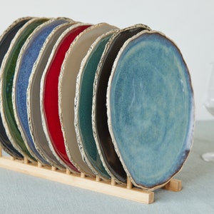 Set of 4 handmade dinner plates 11.8"/30 cm Organic pottery Handmade ceramic gift Dishwasher safe dinnerware