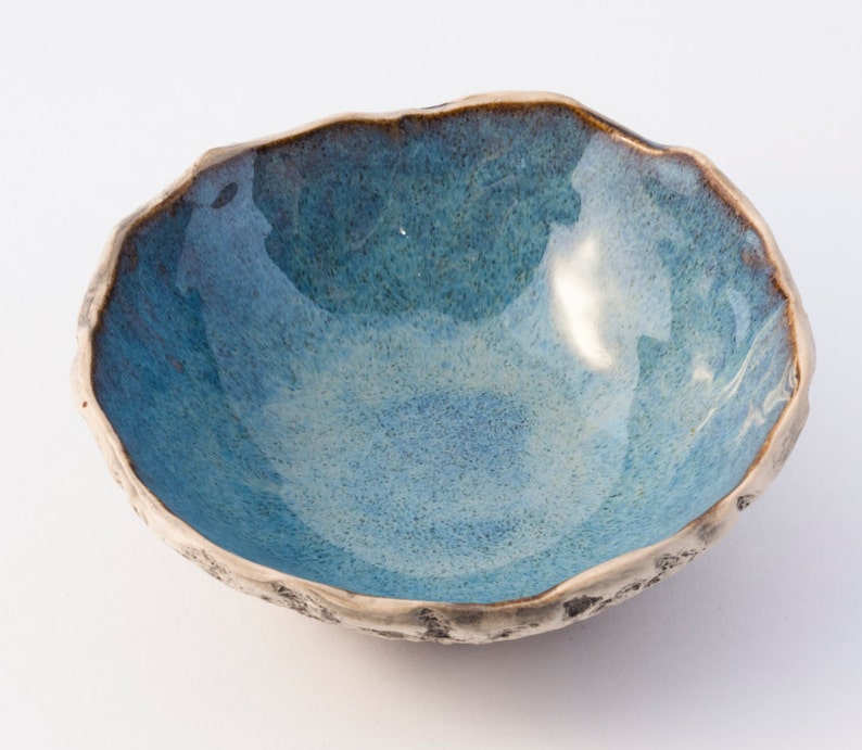 Blue Dessert Bowl Handmade Ceramic Snack Bowl Ice cream bowl Fruit bowl Pottery Bowl Speckled Blue