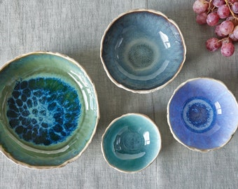 Nesting bowls Stacking bowls Handmade ceramic bowls Blue Bowls Housewarming gift Birthday gift