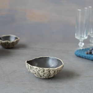 SET OF 12 tapas bowls Handmade pottery Ceramic bowl set Snack bowls Dipping bowls Steingut Geschirr Soft Black