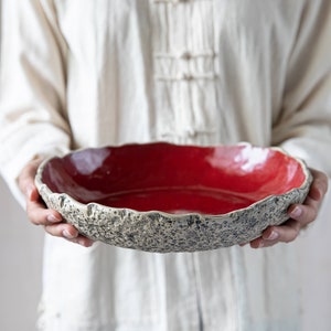 Large serving bowl Organic pottery Handmade ceramics Low round serving dish High quality centrepiece image 3