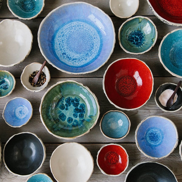 SET OF 12 tapas bowls Handmade pottery Ceramic bowl set Snack bowls Dipping bowls Steingut Geschirr