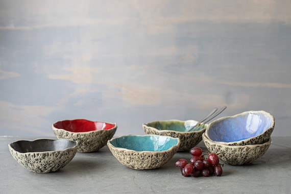 SET von 6 Schalen Rustikale Schalen Dessertschalen Obstschalen Handgemachte Keramik