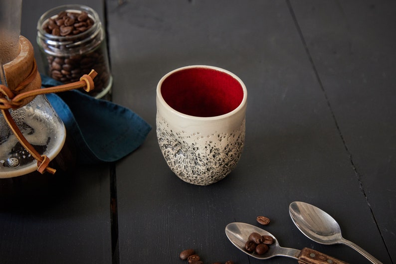 Ceramic Tumbler Coffee cup Wine tumbler Wheel thrown pottery Organic shaped cup Playful Red