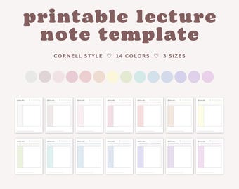 Modello stampabile per appunti Cornell: appunti minimalisti per le lezioni (download digitale)