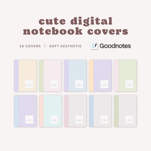 Cute Digital Notebook Covers | Pastel Notebook Covers for iPad Notetaking | Goodnotes, Notability | PDF Instant Digital Download