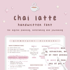 Police Chai Latte | Jolie police manuscrite pour la planification numérique, la prise de notes et la tenue d'un journal | Assistance multilingue | Téléchargement numérique instantané