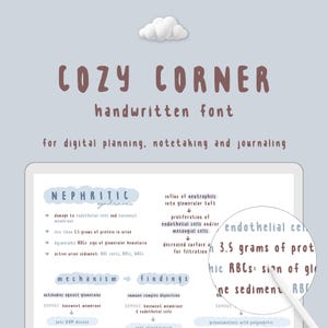 Police Cosy Corner | Police manuscrite pour la planification numérique, la prise de notes et la tenue d'un journal | Police de caractère soignée | Assistance multilingue