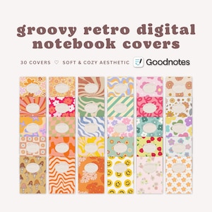 Groovy Digital Notebook Covers | Cute Retro Covers for iPad Notetaking | Goodnotes, Notability | PDF Instant Digital Download