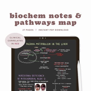 Notes de biochimie et carte des voies | Corrélats cliniques de biochimie | Guide d'étude en biochimie à haut rendement | Téléchargement numérique instantané au format PDF