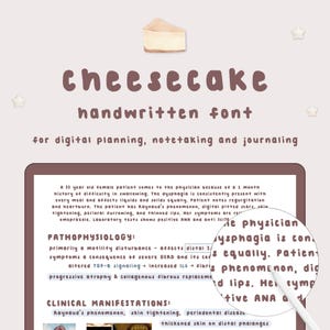 Police Cheesecake | Jolie police manuscrite pour la planification numérique, la prise de notes et la tenue d'un journal | Assistance multilingue | Police d'écriture soignée