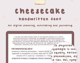 Fuente Cheesecake / Linda fuente manuscrita para planificación digital, toma de notas y registro diario / Compatibilidad con varios idiomas / Fuente de escritura a mano ordenada