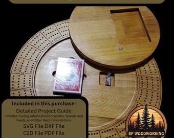 Cribbage-Brett mit Aufbewahrungsmöglichkeit – CNC-Dateien + Projektanleitung (Digitaler Download)