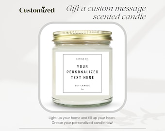 Personalized Candle, Custom Photo Candle, Scented Candles, Create Your Own Candle Label, Custom Text Message Gifts, Personalized Gifts