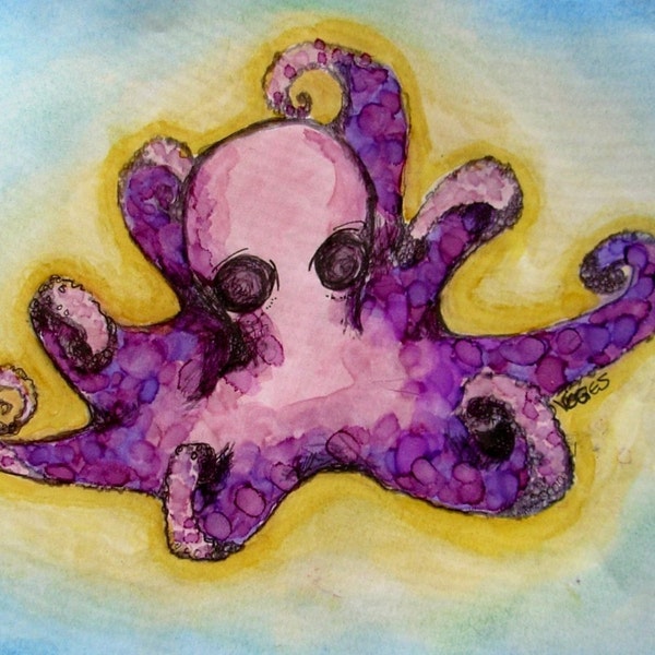 Purple Octopus Art Print by Erica Voges