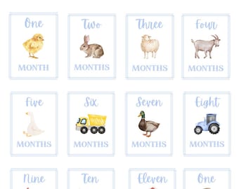 Farm Baby Boy Milestone Cards Printable