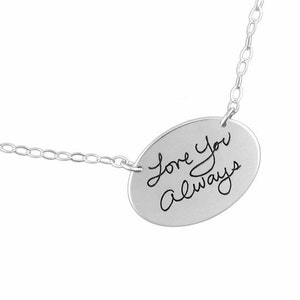 Large Oval Handwriting Charm in Silver - Signature Jewelry - Handwriting Jewelry - Memorial Jewelry - Remembrance Jewelry