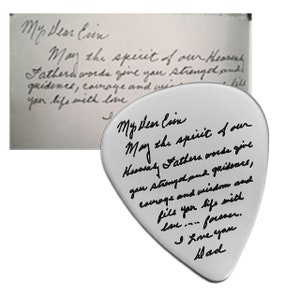 Guitar Pick with Your Handwriting Signature Jewelry Handwriting Jewelry Memorial Jewelry Remembrance Jewelry image 6