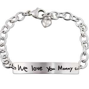 Handwriting ID Bracelet Silver - Signature Jewelry - Handwriting Jewelry - Memorial Jewelry - Remembrance Jewelry