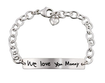 Handwriting ID Bracelet Silver - Signature Jewelry - Handwriting Jewelry - Memorial Jewelry - Remembrance Jewelry