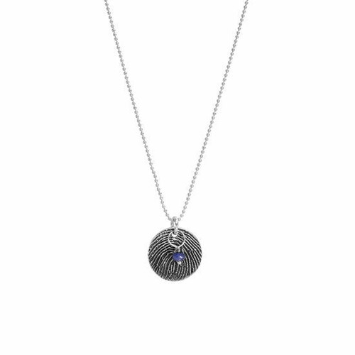 Fingerprint Necklace Round with online Birthstone