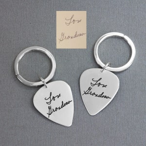 Guitar Pick with Your Handwriting Signature Jewelry Handwriting Jewelry Memorial Jewelry Remembrance Jewelry image 7