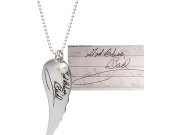 Large Handwriting Memorial Charm Angel Wing - Signature Jewelry - Handwriting Jewelry - Memorial Jewelry - Remembrance Jewelry