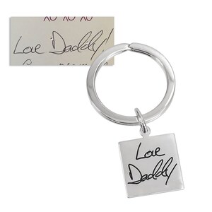 Square Handwriting Key Ring - Remembrance Jewelry - Memorial Jewelry - Loved One&#39;s Note Keychain