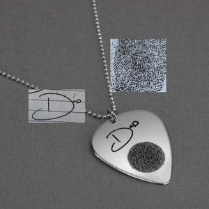 Guitar Pick with Your Handwriting Signature Jewelry Handwriting Jewelry Memorial Jewelry Remembrance Jewelry image 3