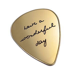 Gold Guitar Pick with Your Handwriting Keyring or Necklace - Handwriting Jewelry - Memorial Jewelry - Remembrance Jewelry