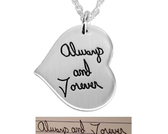 Handwriting Necklace Small Heart - Child's Note Jewelry - Handwriting Jewelry - Memorial Jewelry - Remembrance Jewelry