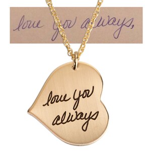 Handwriting Necklace Gold Heart-Signature Jewelry - Handwriting Jewelry - Memorial Jewelry - Remembrance Jewelry
