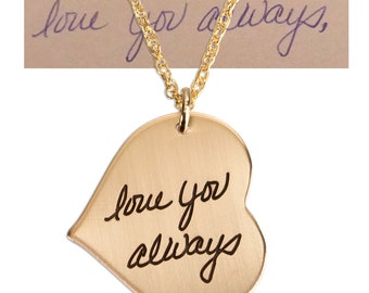 Handwriting Necklace Gold Heart-Signature Jewelry - Handwriting Jewelry - Memorial Jewelry - Remembrance Jewelry