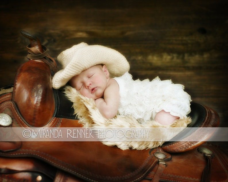 CROCHET PATTERN Digital Download Cowboy or Cowgirl Hat Crochet 0-6 month PATTERN 001 Photography Prop pattern image 2