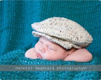 CROCHET PATTERN - Digital Download Little Golfers Cap 0-3 months-Halloween- Drivers cap -Photography Prop Pattern