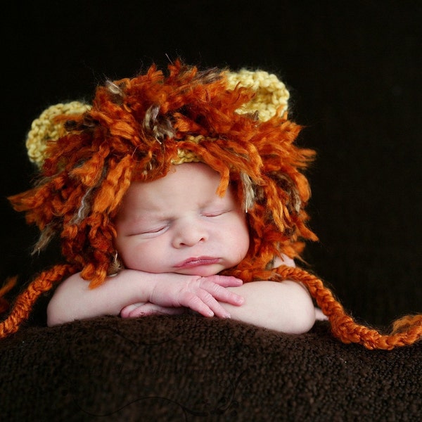 Leo Lion Earflap Newborn Hat - Halloween - Photography Prop